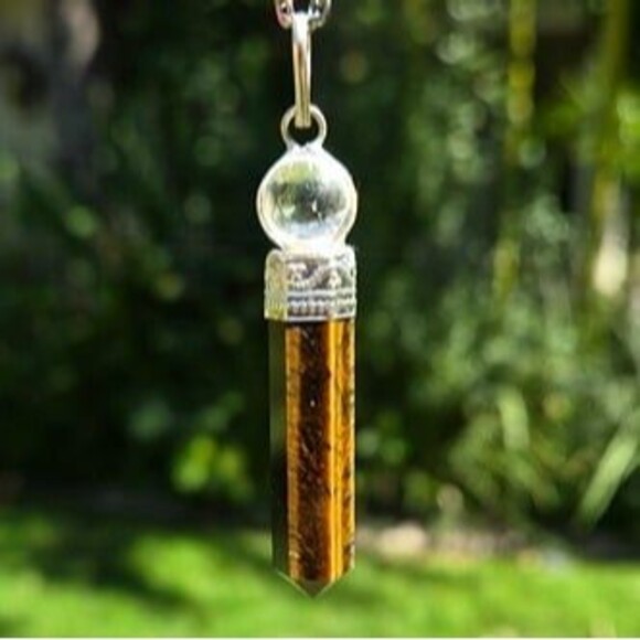 Sphere Tiger's Eye Point Crystal Pendant - Picture 3 of 3